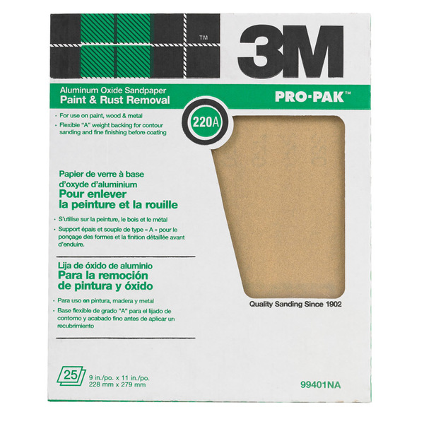 3M SANDPAPER 9X11"" PRP 220G 99401NA